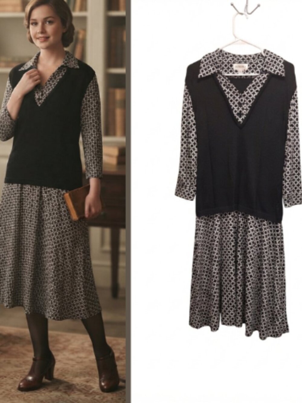 Vintage Studio 1 dropped waist retro style dress size large